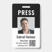 Journalist of verslaggever foto QR-code perskaart  Badge (Voorzijde)