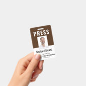 Journalist Pass Foto Naam Logo ID Bruin Badge (Handheld)