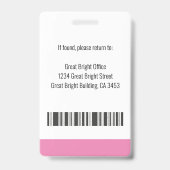 Journalist Pass Foto Naam Logo ID Roze Badge (Achterkant)