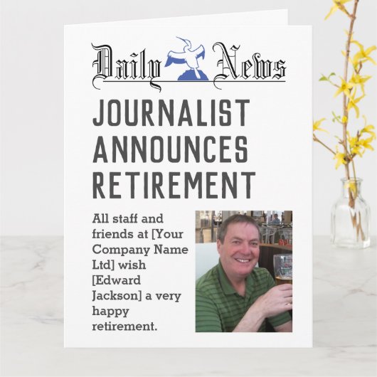 Journalist Pensioen Kaart om te personaliseren (Gele Bloem)