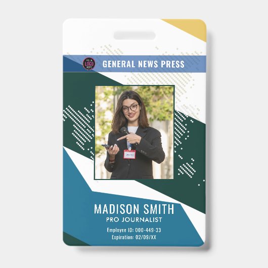 Journalist Pers-Pas  Foto-ID  Badge (Voorzijde)