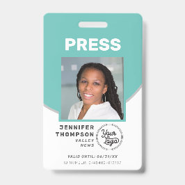 Journalist Press Pass Groene en Witte Foto-ID Badge