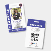Journalist Press Pass  Photo ID  Badge (Front & Back)