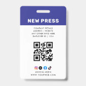 Journalist Press Pass  Photo ID  Badge (Back)