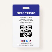 Journalist Press Pass  Photo ID  Badge (Achterkant)