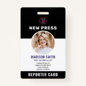 Journalist Press Pass  Photo ID  Badge (Voorkant)