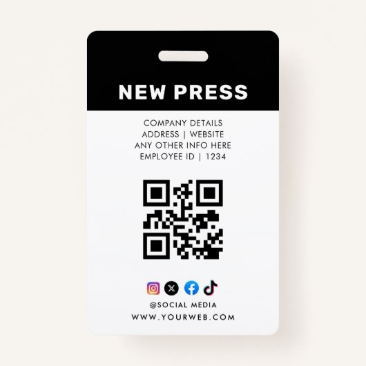 Journalist Press Pass  Photo ID  Badge (Achterkant)