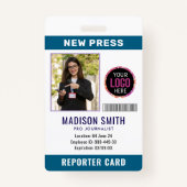 Journalist Press Pass  Photo ID  Badge (Voorkant)