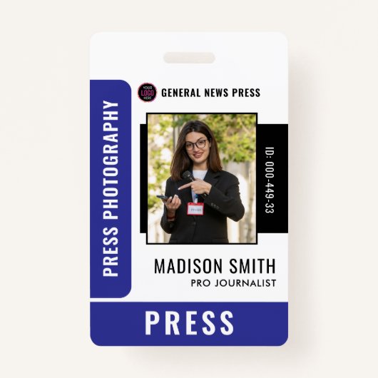 Journalist Press Pass Photo ID Badge (Voorkant)