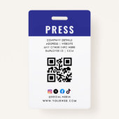 Journalist Press Pass Photo ID Badge (Achterkant)