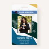 Journalist Press Pass  Photo ID  Badge (Voorkant)