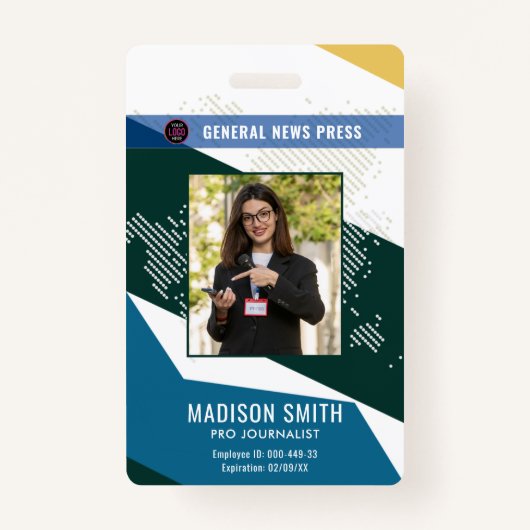 Journalist Press Pass  Photo ID  Badge (Voorkant)