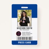 Journalist Press Pass  Photo ID  Badge (Voorkant)