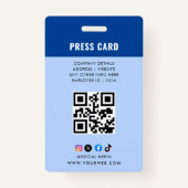 Journalist Press Pass  Photo ID  Badge (Achterkant)