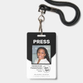 Journalist Press Pass Zwart-wit Foto-ID Badge (Voorkant met koord)