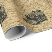 Journalist scripts burlap antiek typemachine cadeaupapier (Rol Hoek)