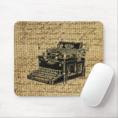 Journalist scripts burlap antiek typemachine muismat (Met muis)