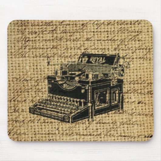 Journalist scripts burlap antiek typemachine muismat (Voorkant)