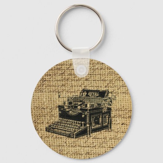 Journalist scripts burlap antiek typemachine sleutelhanger (Voorkant)