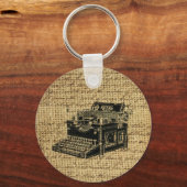 Journalist scripts burlap antiek typemachine sleutelhanger (Voorkant)