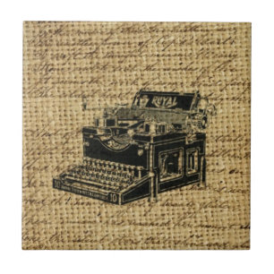 Journalist scripts burlap antiek typemachine tegeltje