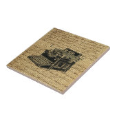 Journalist scripts burlap antiek typemachine tegeltje (Zijkant)