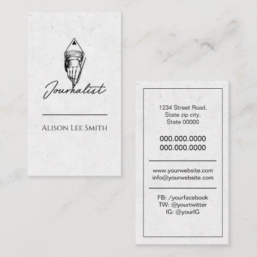 Journalist Visitekaartje (Voorkant / Achterkant)
