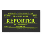 Journalist zwart magnetisch visitekaartje (Voorkant)