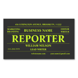 Journalist zwart magnetisch visitekaartje