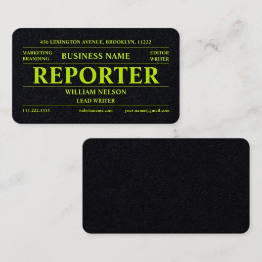journaliste visitekaartje (Voorkant / Achterkant)