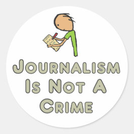 Journalistiek is geen misdaad ronde sticker