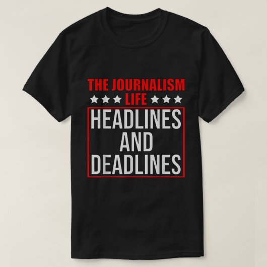Journalistiek leven kopt journalistiek en tijdlijn t-shirt (Design voorkant)