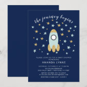 Journey Begins Rocket Boys Baby shower Uitnodiging (Voorkant / Achterkant)