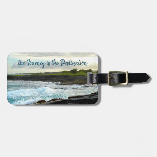 Journey is de bestemming Hawaï Black Sand Beach Bagagelabel (Voorkant horizontaal)