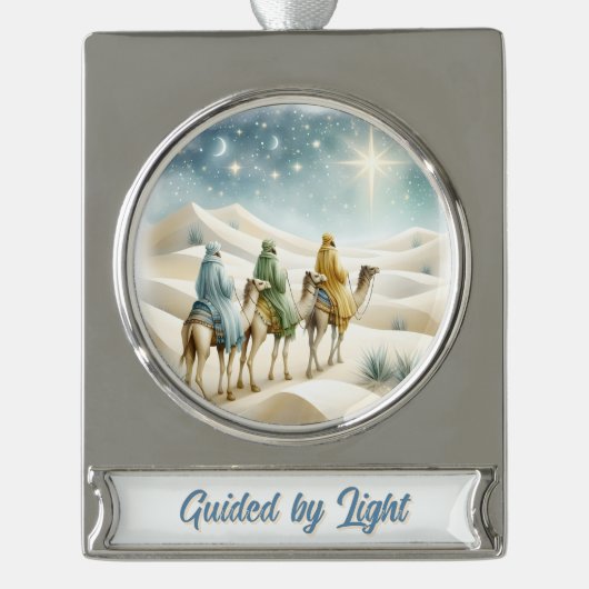 Journey of the Magi – Epiphany Banner Design Verzilverd Banner Ornament (Voorkant)