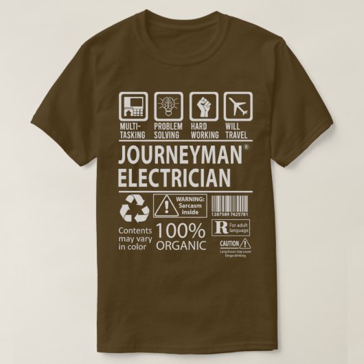 Journeyman Electrician MultiTasking Certified Job T-shirt (Design voorkant)