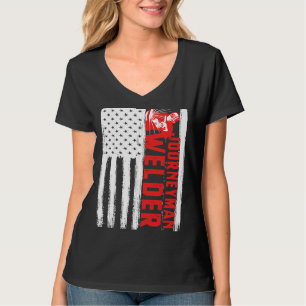 Journeyman Welder Idee voor een Patriottische Hand T-shirt