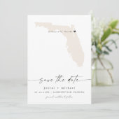JOURNI Florida Map Beach Destination Save the Date Kaart (Staand voorkant)