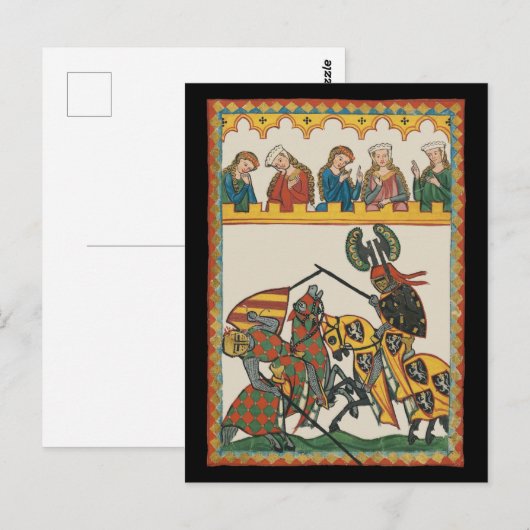 Jousting Knachten op een toernooi Briefkaart (Voorkant / Achterkant)