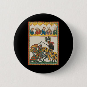 Jousting Knachten op een toernooi Ronde Button 5,7 Cm