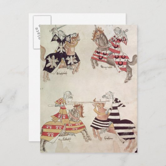 Jousting Knachten uit het boek van Sir Thomas Holm Briefkaart (Voorkant / Achterkant)