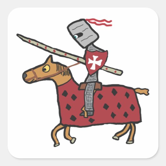 Jousting Knight Vierkante Sticker (Voorkant)