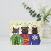 Jouw 3 katten in Ugly Kerstmis Briefkaart (Staand voorkant)