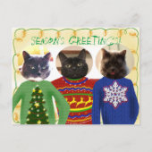 Jouw 3 katten in Ugly Kerstmis Briefkaart (Voorkant)