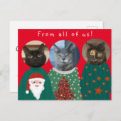 Jouw 3 katten in Ugly KerstSweaters Briefkaart (Voorkant / Achterkant)