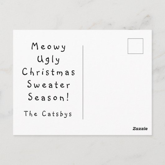 Jouw 3 katten in Ugly KerstSweaters Briefkaart (Achterkant)