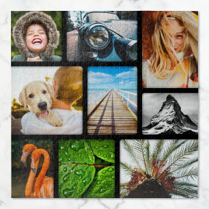 Jouw 9 foto Jigzaag Puzzle Collage Framed Black Legpuzzel