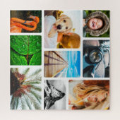 Jouw 9 foto's Jigzaag Puzzle Collage omwoeld White Legpuzzel (Horizontaal)