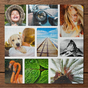 Jouw 9 foto's Jigzaag Puzzle Collage omwoeld White Legpuzzel