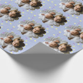 Jouw aangepaste foto in bloemstippen cadeaupapier (Hoek)